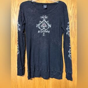 Sledge Black Long Sleeve Graphic Top